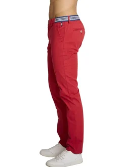 Jean en coton rouge à coupe ajustée pourvu de multiples poches