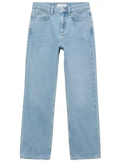 Jean en coton stone avec une coupe droite et des passants pour ceinture