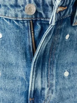 Jean en coton stone à motifs pourvu d'une coupe droite et d'une taille mi-haute