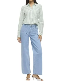 Jean en coton stone uni avec une coupe bootcut à bouton et zip