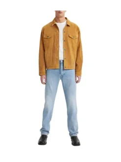 Jean 501® en coton stone uni avec une coupe droite et patch marron à l'arrière