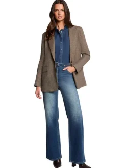 Jean en coton stone uni avec une coupe flare à zip et à bouton