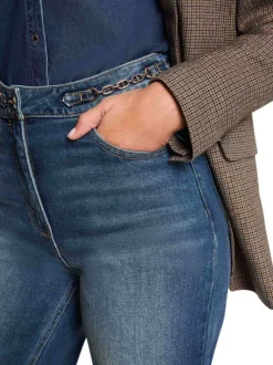 Jean en coton stone uni avec une coupe flare à zip et à bouton