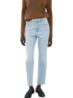 Jean en coton stone uni pourvu d'une coupe bootcut et d'une taille haute