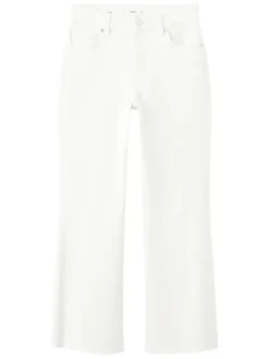 Jean en lin blanc uni avec une coupe bootcut et des poches raglan à l'avant