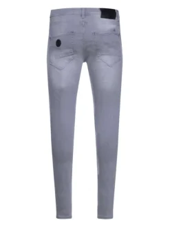 Jean gris clair en coton effet usé coupe skinny