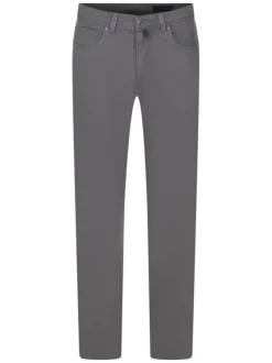 Jean gris uni coupe droite avec une fermeture avec un zip et un bouton