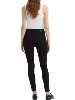 Jean 721 High Rise Skinny en coton mélangé noir uni avec une coupe skinny