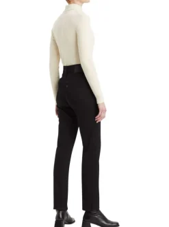 Jean 724 High Rise Straight en coton mélangé noir uni à coupe droite et zip