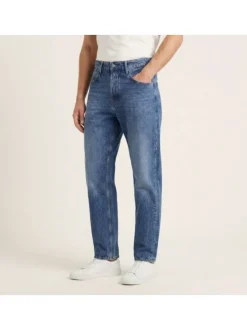 Jean Hobo Anton en coton bleu uni pourvu de multiples poches