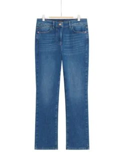 Jean indigo effet délavé avec une coupe slim et une taille haute