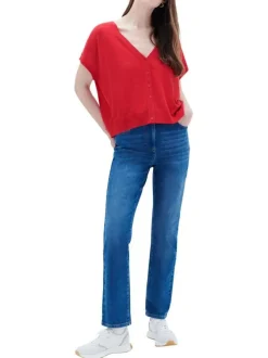 Jean indigo effet délavé avec une coupe slim et une taille haute