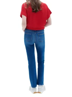 Jean indigo effet délavé avec une coupe slim et une taille haute