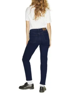 Jean indigo en coton biologique uni coupe régular avec 5 poches