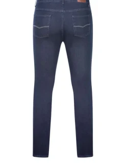 Jean indigo en coton uni coupe slim