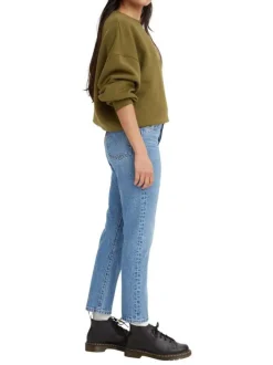 Jean 501® à jambes 7/8èmes en coton indigo léger délavé, coupe Regular fit