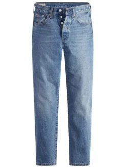 Jean 501® à jambes 7/8èmes en coton indigo léger délavé, coupe Regular fit