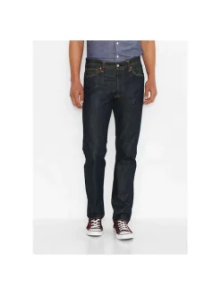 Jean 501 jean en coton uni avec une coupe droite et patch de la marque