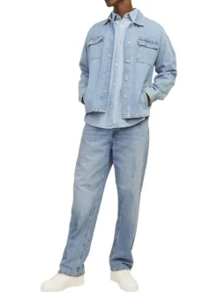 Jean Jjialex Jjoriginal Am 337 Noos en coton stone uni à coupe large