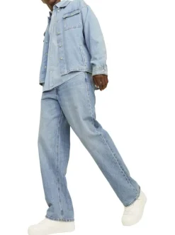Jean Jjialex Jjoriginal Am 337 Noos en coton stone uni à coupe large