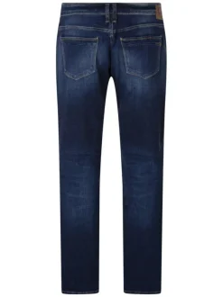 Jean 800/12 Jogg en coton mélangé bleu uni avec une coupe droite