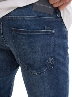 Jean Josh indigo en coton pourvu d'une coupe droite et du logo de la marque