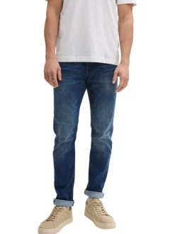 Jean Josh indigo en coton pourvu d'une coupe droite et du logo de la marque