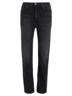 Jean Julie en coton noir uni avec une coupe regular fit et 3 poches avants