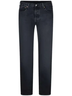 Jean 501 Levi's original en coton de couleur bleu uni et à coupe regular