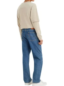 Jean 565 Loose Straight en coton bleu jean uni avec patch de la marque
