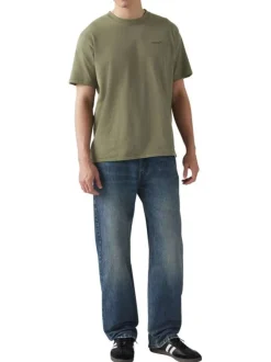 Jean 565 Loose Straight en coton bleu uni avec une coupe droite