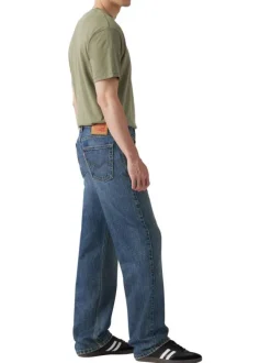 Jean 565 Loose Straight en coton bleu uni avec une coupe droite