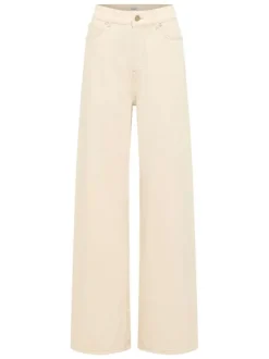 Jean Luise en coton écru avec une coupe bootcut et fermeture zippée L34