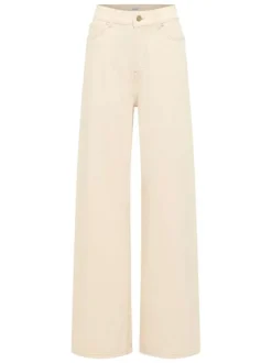 Jean Luise en coton écru avec une coupe bootcut et fermeture zippée L32