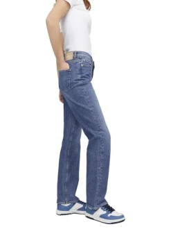 Jean Nice en coton bleu uni à coupe slim et avec deux poches arrière