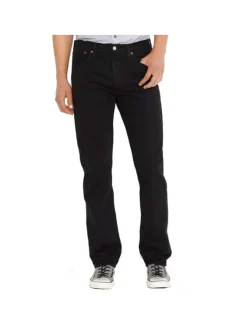 Jean 501 noir en coton uni avec une coupe droite et passants pour ceinture