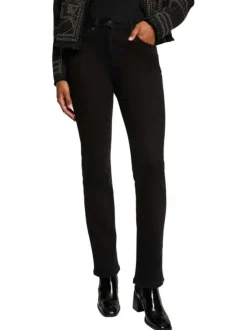 Jean noir uni avec une coupe slim et fermeture avec un bouton et un zip
