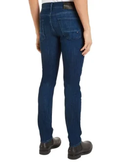 Jean nuit délavé avec une coupe slim à fermeture zippée boutonnée