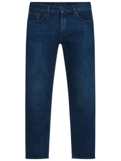Jean nuit délavé avec une coupe slim à fermeture zippée boutonnée