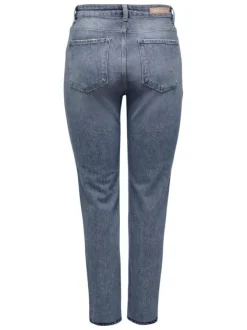 Jean Onlemily Stretch Hw St Ak Dnm en coton gris clair uni coupe regular fit