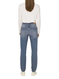 Jean Onlemily Stretch Hw St Ak Dnm en coton gris clair uni coupe regular fit