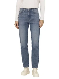 Jean Onlemily Stretch Hw St Ak Dnm en coton gris clair uni coupe regular fit