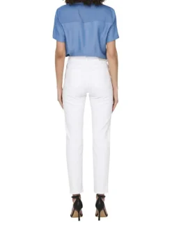 Jean Onlemily Stretch Hw Str Ank en coton blanc uni coupe regular fit