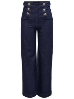 Jean Onlvicky Hw Wide Leg Dnm Az9 en coton brut uni coupe regular fit