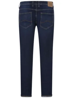 Jean Oregon Slim en coton indigo uni avec deux poches plaquées à l'arrière