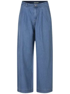 Jean oversize taille haute en coton bleu denim avec une coupe oversize
