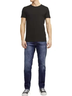 Jean 5 poches Clark en coton indigo délavé avec une coupe droite