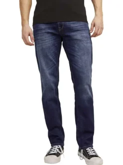 Jean 5 poches Clark en coton indigo délavé avec une coupe droite
