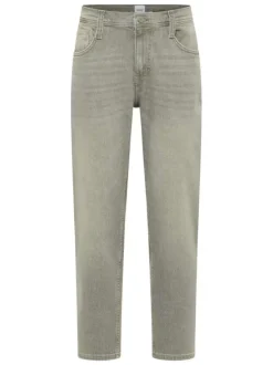 Jean 5 poches en coton gris légèrement délavé à coupe slim avec des passants