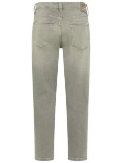 Jean 5 poches en coton gris légèrement délavé à coupe slim avec des passants